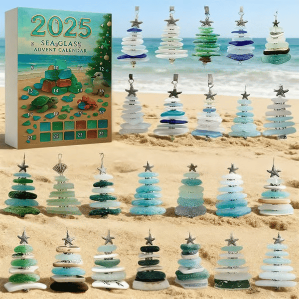 🌊🎄Sea Glass Christmas Tree Advent Calendar-2D Acrylic Christmas Tree Countdown Calendar