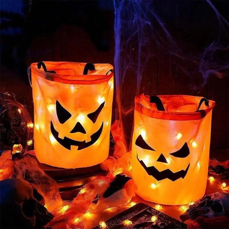 2 Pack Halloween LED Light Pumpkin Bucket