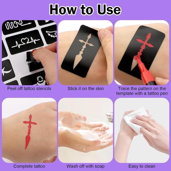 Temporary Tattoo Markers Set-10-Color Body Art Pens
