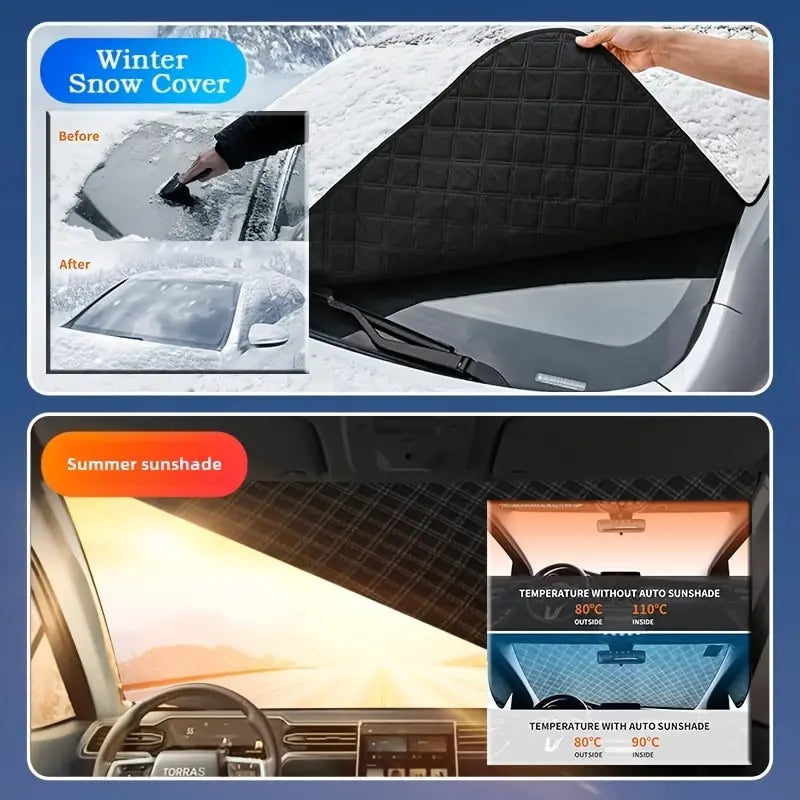 Magnetic Car Windshield Snow Cover | Easy Install & All-Round Protection