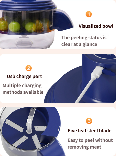 Portable Automatic Electric Peeler for Fruits and Vegetables