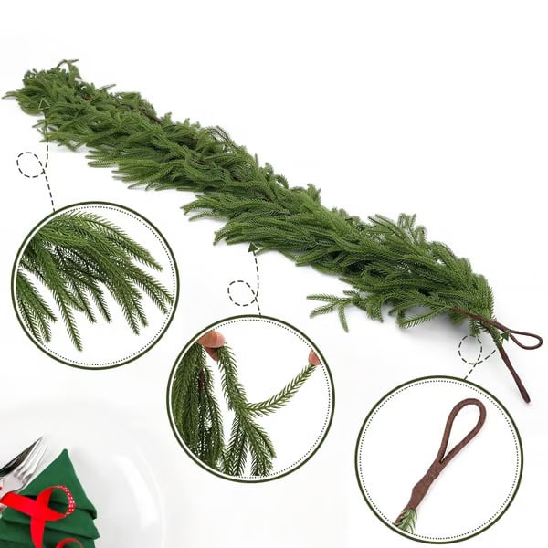 Natural Christmas Greenery - Real Touch Norfolk Pine Garland