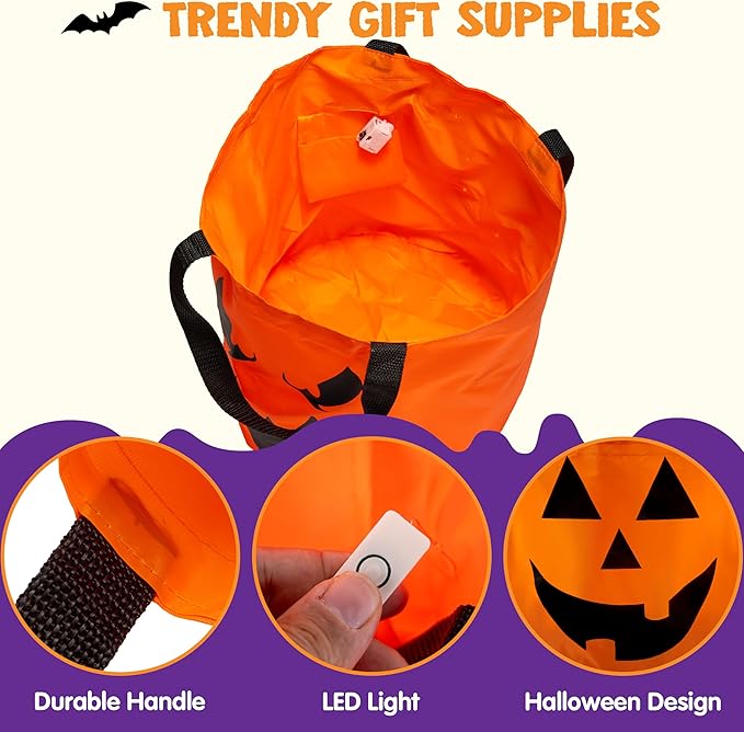 2 Pack Halloween LED Light Pumpkin Bucket