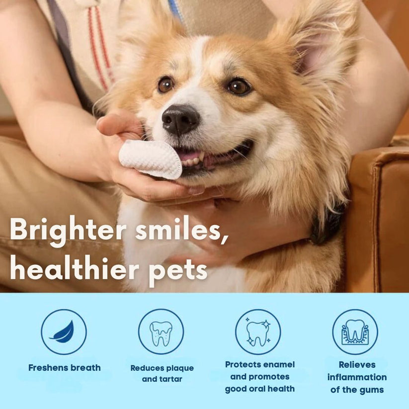 Pet Teeth Cleaning Finger Wipes - Protects Against Dental Diseases