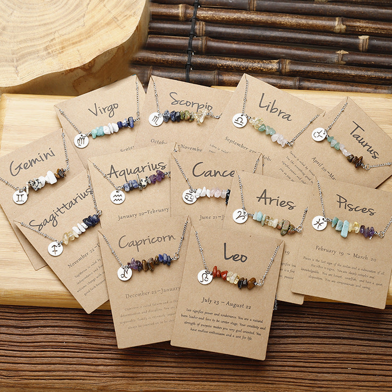 12 Constellation Gravel Combination Necklace