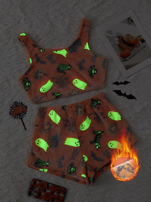 Halloween Luminous Flannel Pajama Set