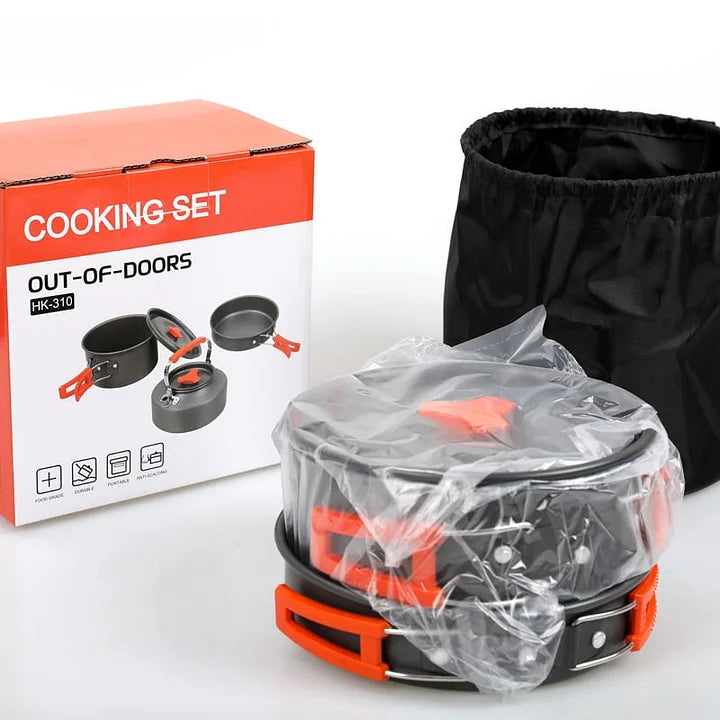 Camping Cookware Set include 10 pieces, Portable Pot Set （Free Shipping）