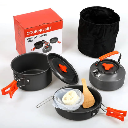 Camping Cookware Set include 10 pieces, Portable Pot Set （Free Shipping）