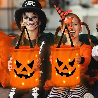 2 Pack Halloween LED Light Pumpkin Bucket