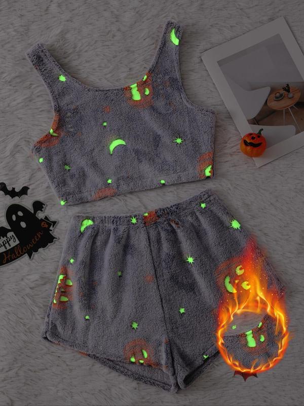 Halloween Luminous Flannel Pajama Set