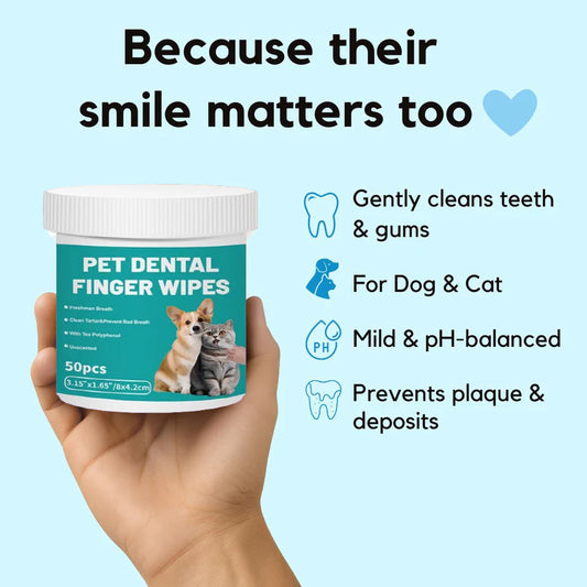 Pet Teeth Cleaning Finger Wipes - Protects Against Dental Diseases