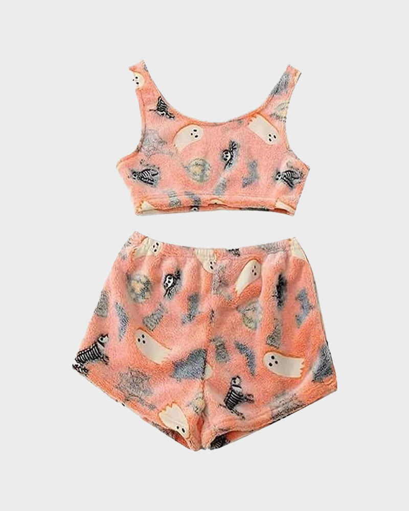 Halloween Luminous Flannel Pajama Set