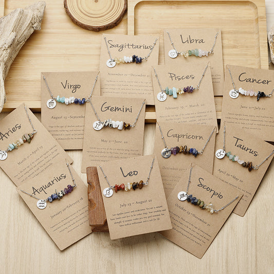12 Constellation Gravel Combination Necklace