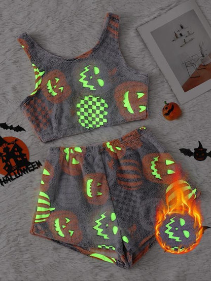 Halloween Luminous Flannel Pajama Set