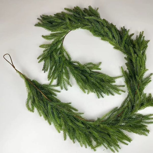 Natural Christmas Greenery - Real Touch Norfolk Pine Garland