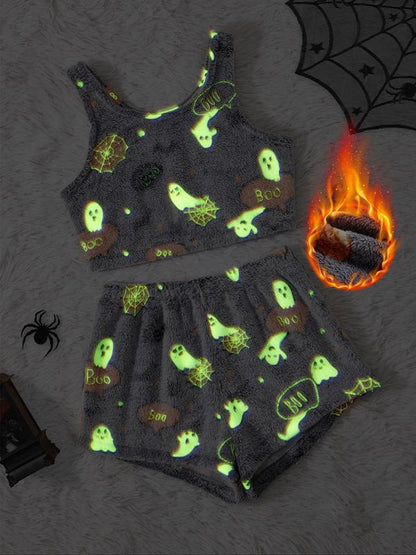 Halloween Luminous Flannel Pajama Set